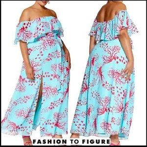FASHION TO FIGURE Women Off The Shoulders Maxi Dress
